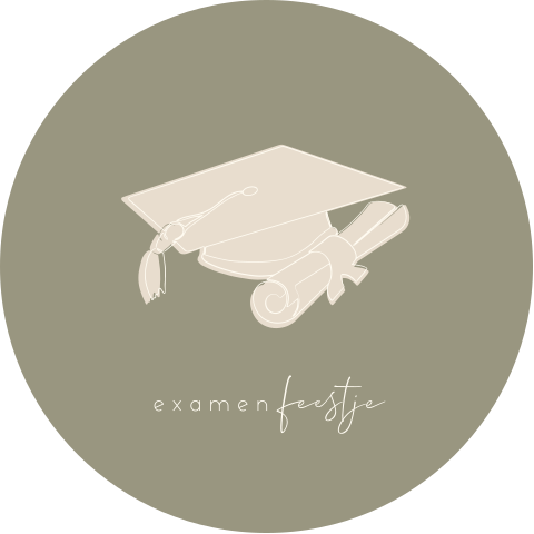 Ronde uitnodiging examenfeest one line art