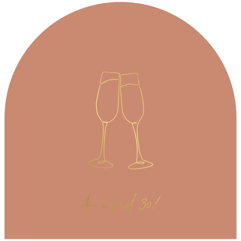 Uitnodiging verjaardag 30 jaar goudfolie champagne one line art