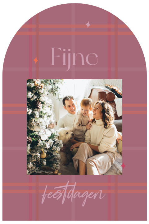 Kerstkaart fijne feestdagen ruitje met eigen foto