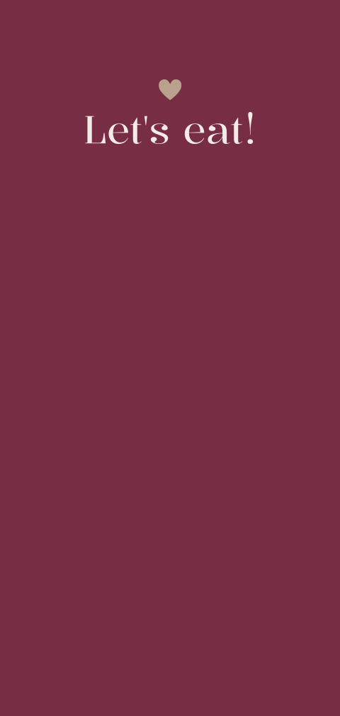Menukaart 'Lets eat!' voor op een bruiloft - Beautiful Burgundy