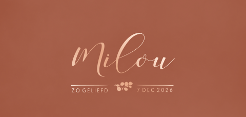 Een rustiek najaars geboortekaartje voor een meisje met roséfolie