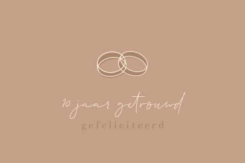 Wenskaart huwelijksjubileum ringen one line art