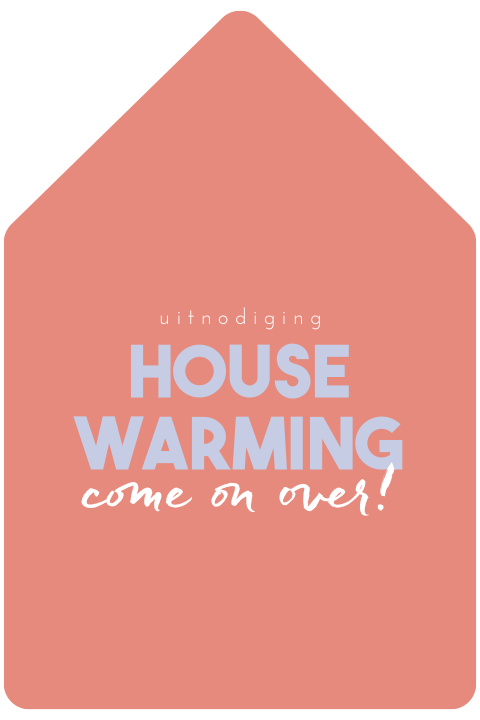 Uitnodiging voor housewarming in vorm van huisje