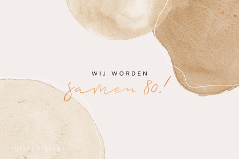 Watercolor uitnodiging verjaardag samen 80