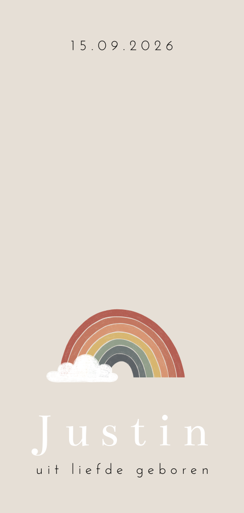 Hip geboortekaartje regenboog jongen