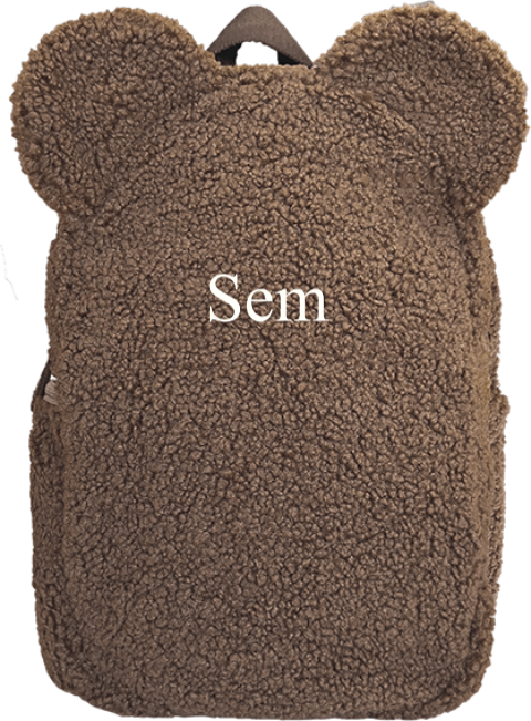 Personaliseerbare bruine teddy rugtas geborduurde letters
