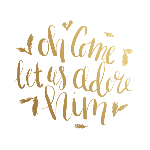 Kerstkaart Oh come let us adore him
