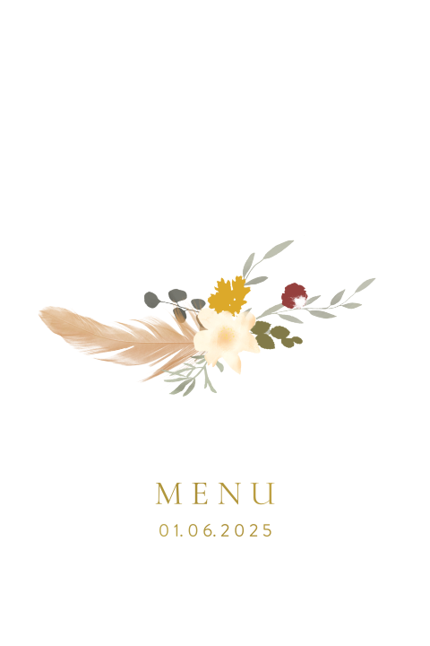 Menukaart Bohemian Indian Summer goudfolie