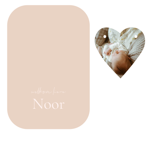 Geboortekaartje ronde hoeken en label hartje