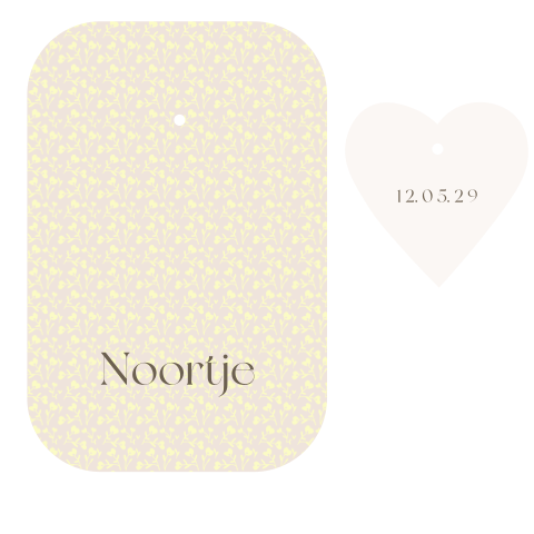 Geboortekaartje ronde hoeken met label hartje