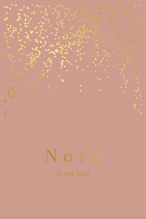 Geboortekaartje stipjes goud folie