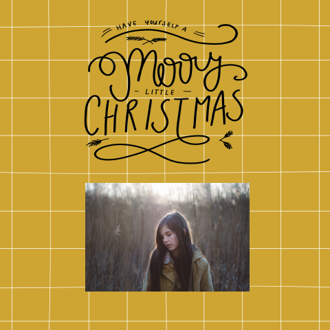 Kerstkaart ruit oker Merry Christmas 