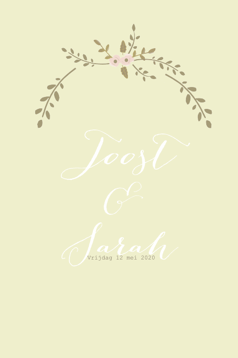 Trouwkaart bloemen licht groen