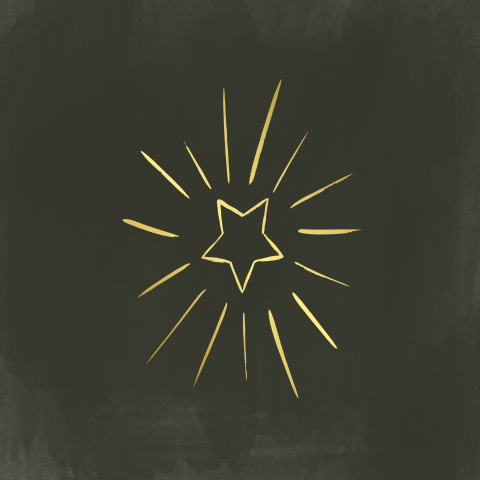 Kerstkaart ster straal goudfolie