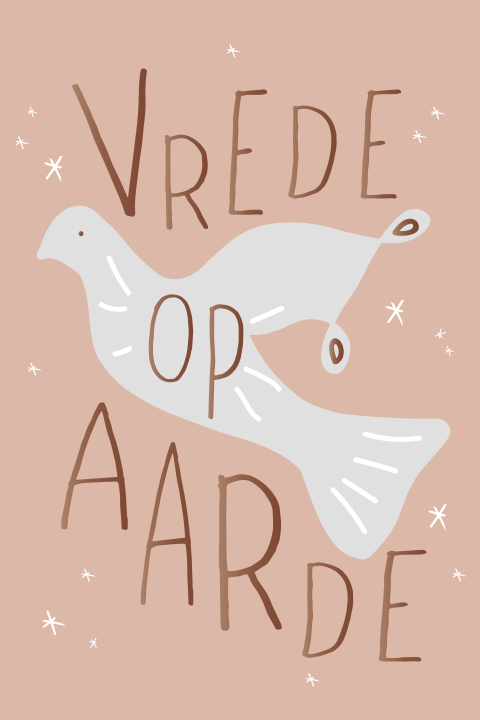 Kerstkaart duif vrede op aarde