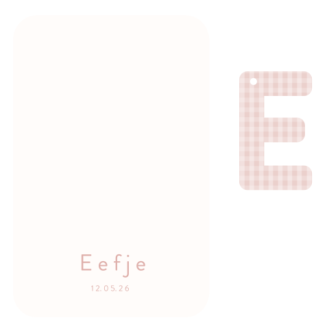 Geboortekaartje ronde hoeken label letter E