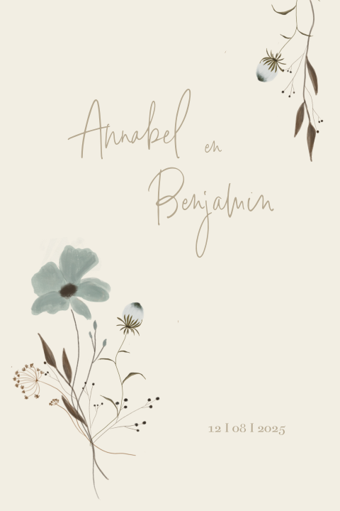 Trouwkaart bloemen watercolor
