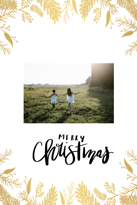Kerstkaart foto blaadjes