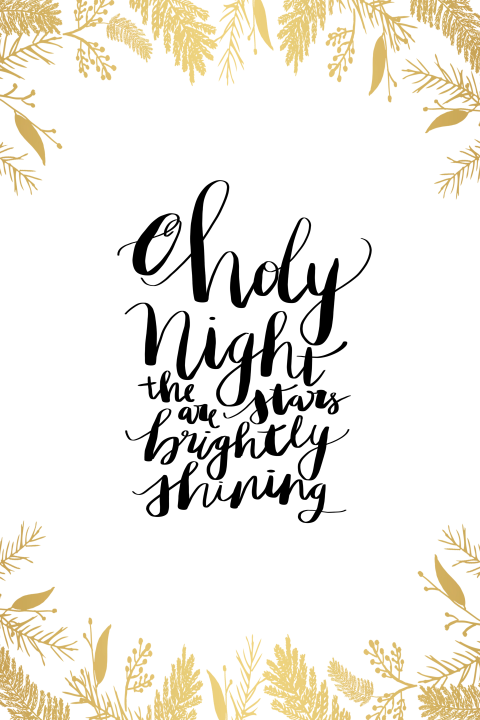 Kerstkaart o holy night blaadjes