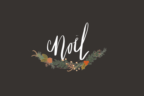 Kerstkaart Noel bloemen