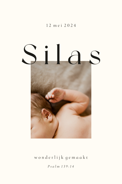Geboortekaartje minimalistische christelijk baby foto
