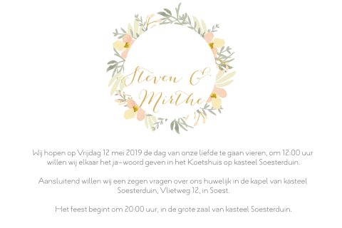 Trouwkaart spring gold