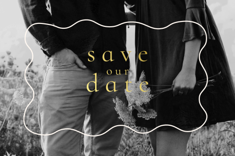 Save the date kaart golf lijn zand