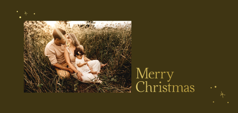 Kerstkaart foto ster en stip goudfolie