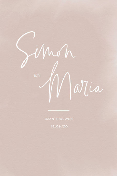 Trouwkaart bloem roze watercolor