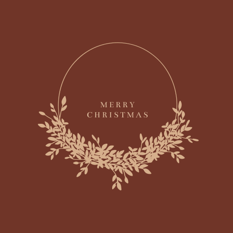 Kerstkaart Krans blaadjes tekst
