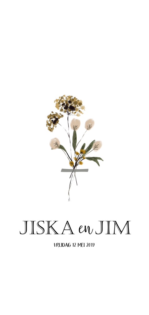 Trouwkaart watercolor bloemen