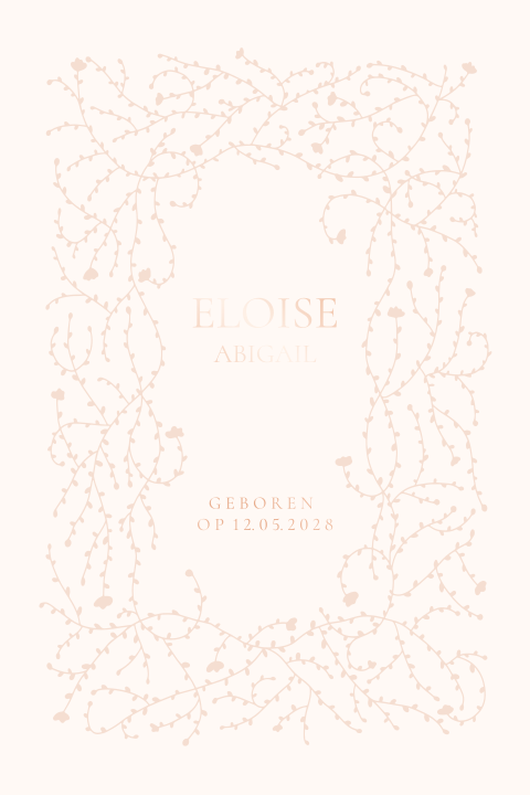Geboortekaart bloemen rand
