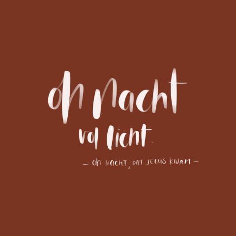 Kerstkaart Oh nacht handlettering