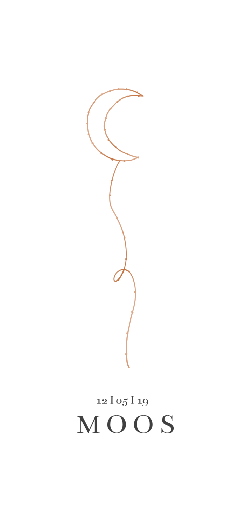 Geboortekaartje Slinger maan koperfolie