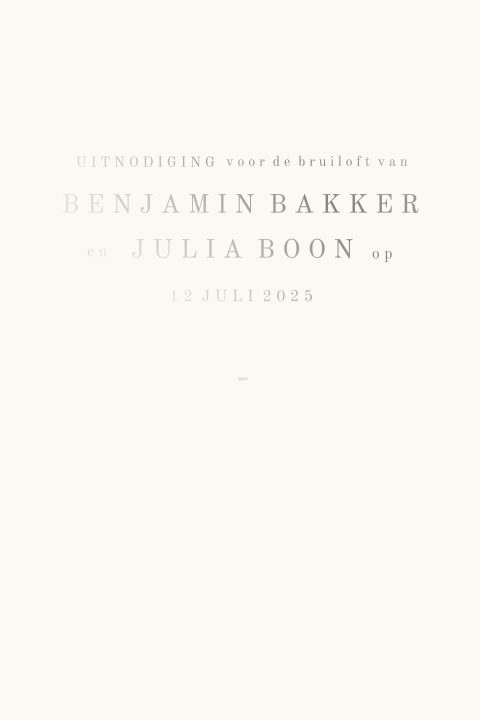 Trouwkaart typografie foliedruk
