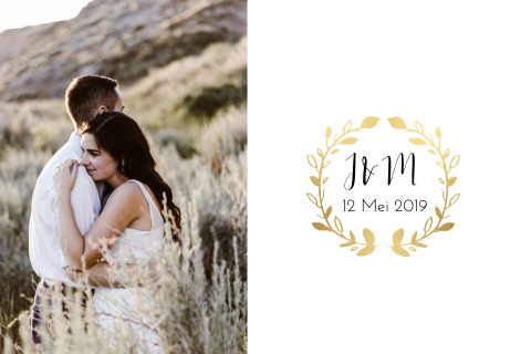 Trouwkaart krans goud