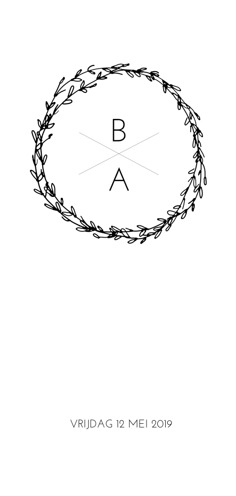 Trouwkaart Kruis zwart wit