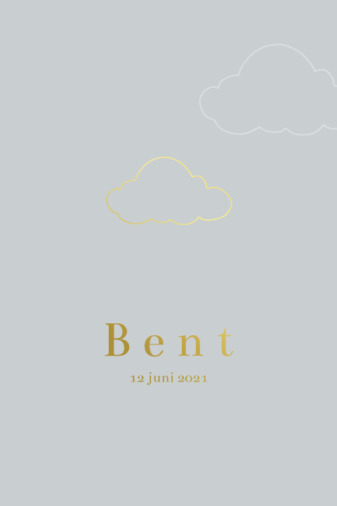 Geboortekaartje wolkjes goudfolie