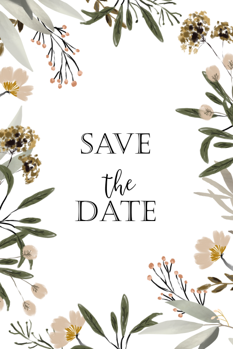 Save the Date kaart watercolor bloem