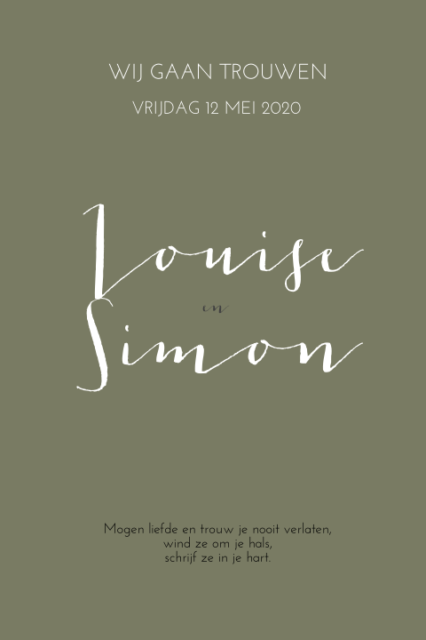 Trouwkaart groen takje 