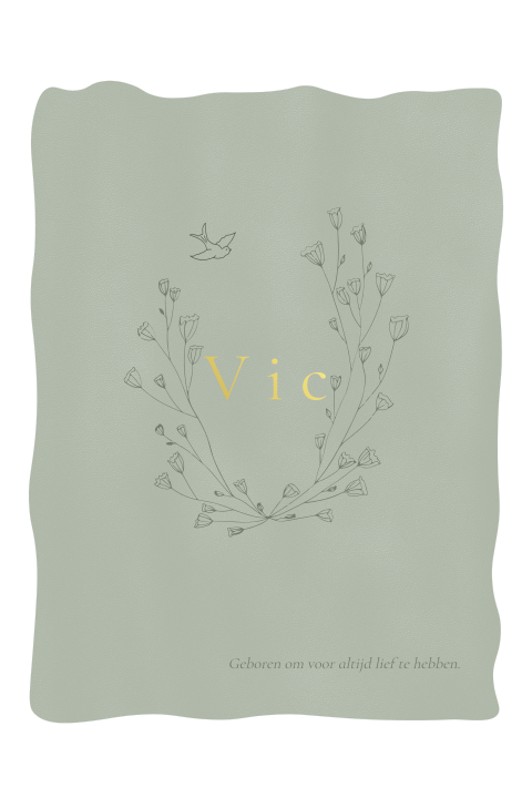 Geboortekaartje stans golvende rand takje vogel