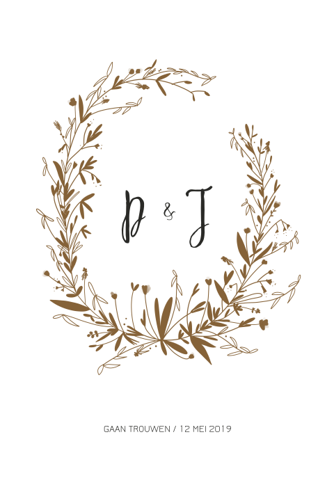 Trouwkaart  dubbel Chique flowers