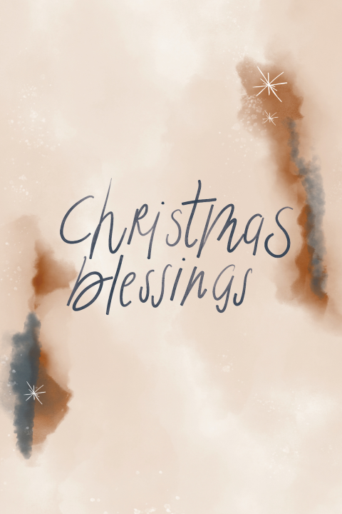 Kerstkaart watercolor chistmas blessings