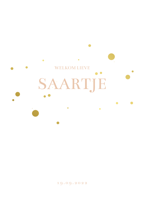 Geboortekaartje stippen goudfolie roze