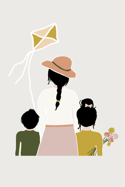 Wenskaart Mommy and us donker