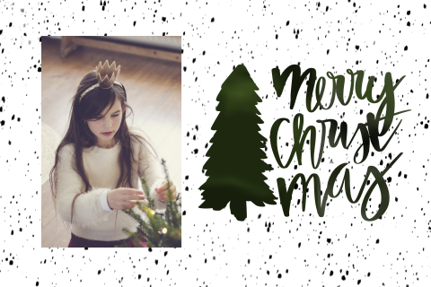 Kerstkaart Sneeuw Dennenboom