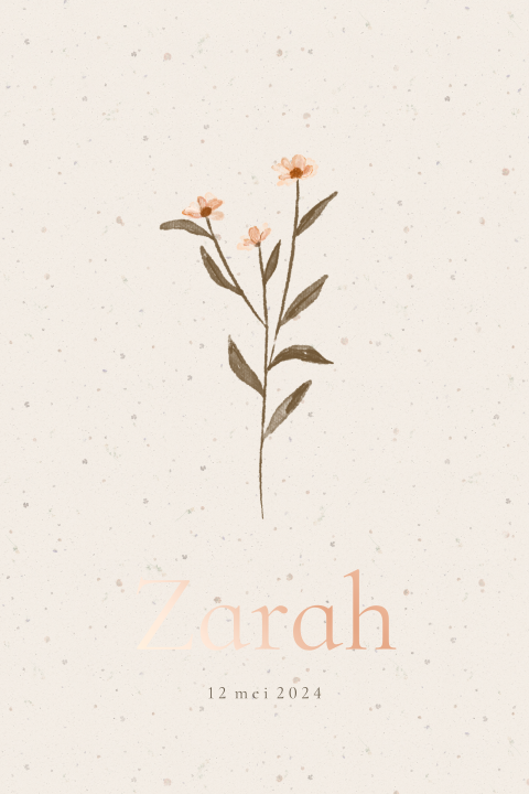 Geboortekaartje bloem watercolor structuur achtergrond