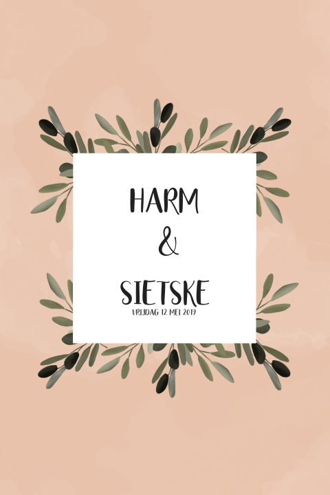 Trouwkaart watercolor olijftak