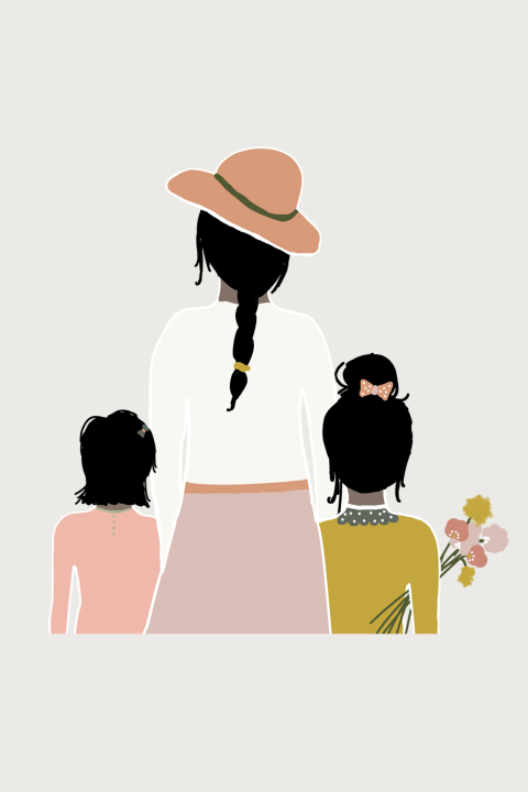 Wenskaart Mommy and us donker