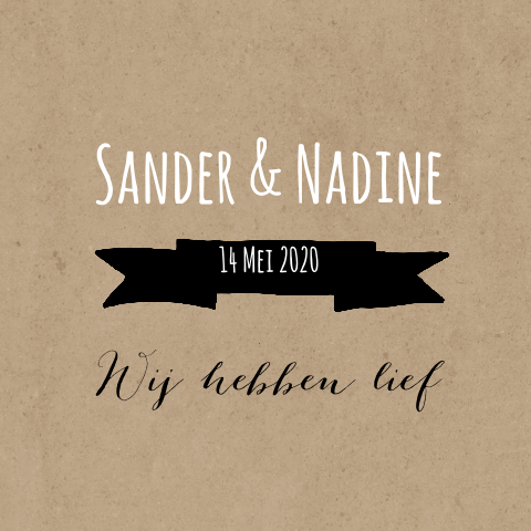 Trouwkaart label kraft